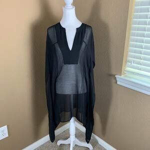 BCBG Max Azria Runway Sheer Black Tunic Caftan Cover Up XS S Minimalist Resort
